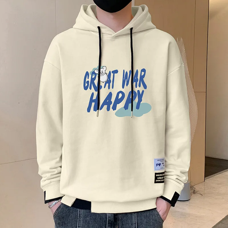 Off-White, Light Gray, Dark Gray, Black, New Spring And Autumn Men's Hoodie Printed Handsome T-Shirt Hooded Top