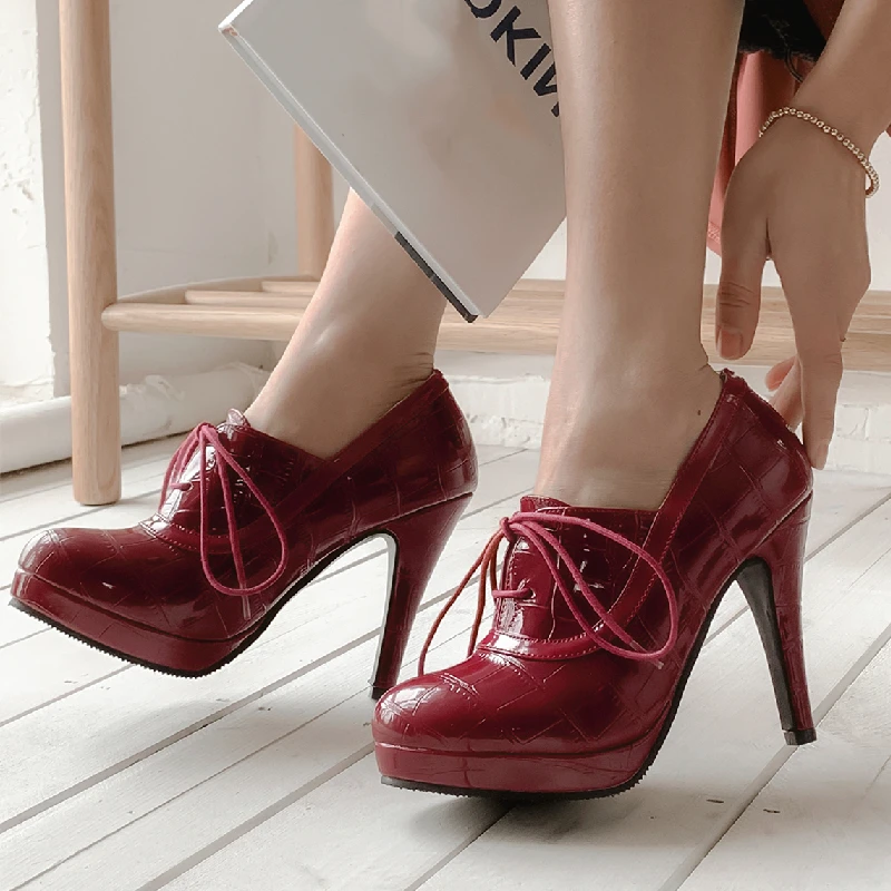 

Classic Black White Nude Green Heeled Women Pumps Shoes Lace Up High Heels Female OL Working Party Wedding Shoes Spring Autumn