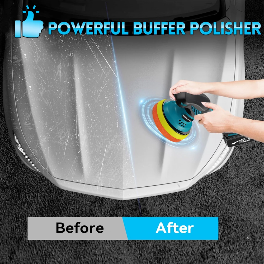 コードレス電気自動車研磨機,自動車研磨,自動ワックスがけ,マキタ18vバッテリー用回転工具,6ギア調整,125mm