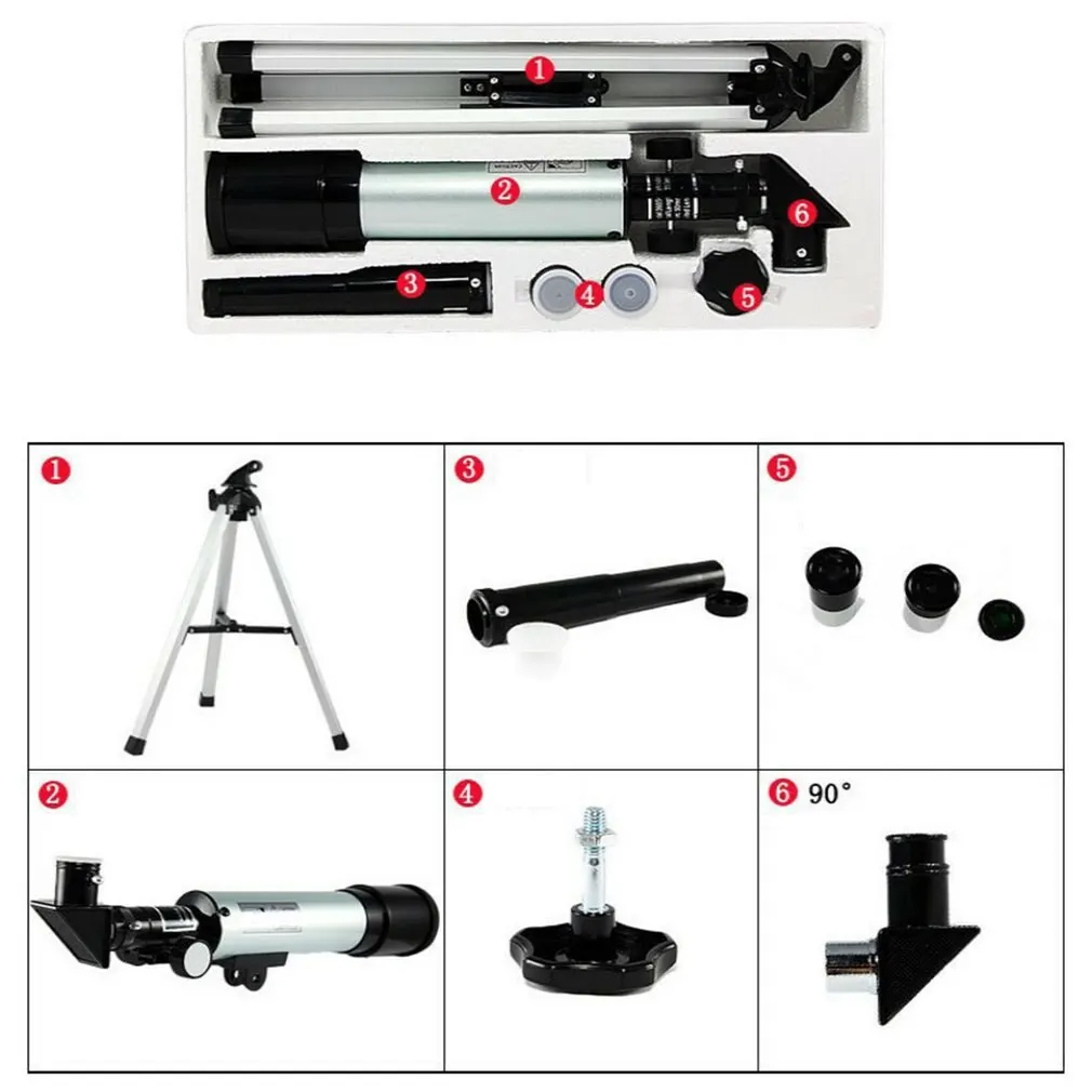 90X F36050 تلسكوب المشهد الفلكي عدسة 90 درجة تلسكوب في الهواء الطلق أحادي العين مع ترايبود للأطفال المبتدئين بالجملة