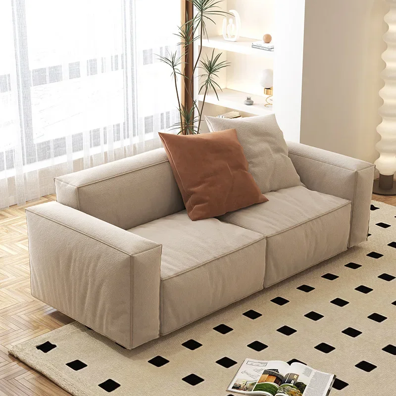 Wabi-sabi Tofu-Sofa aus Leinenstoff, nordische Kombination aus cremefarbenem Windsofa-Stuhl-Kombination aus Baumwolle und Leinen mit gerader Reihe für das Wohnzimmer