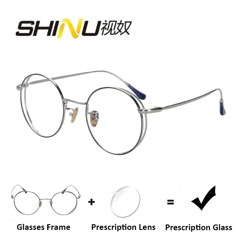 SHINU Retro Metal Progressive Multifocal Reading Glasses Women Round Nose Pads Eyeglasses Magnifying Protective Glasses 2025