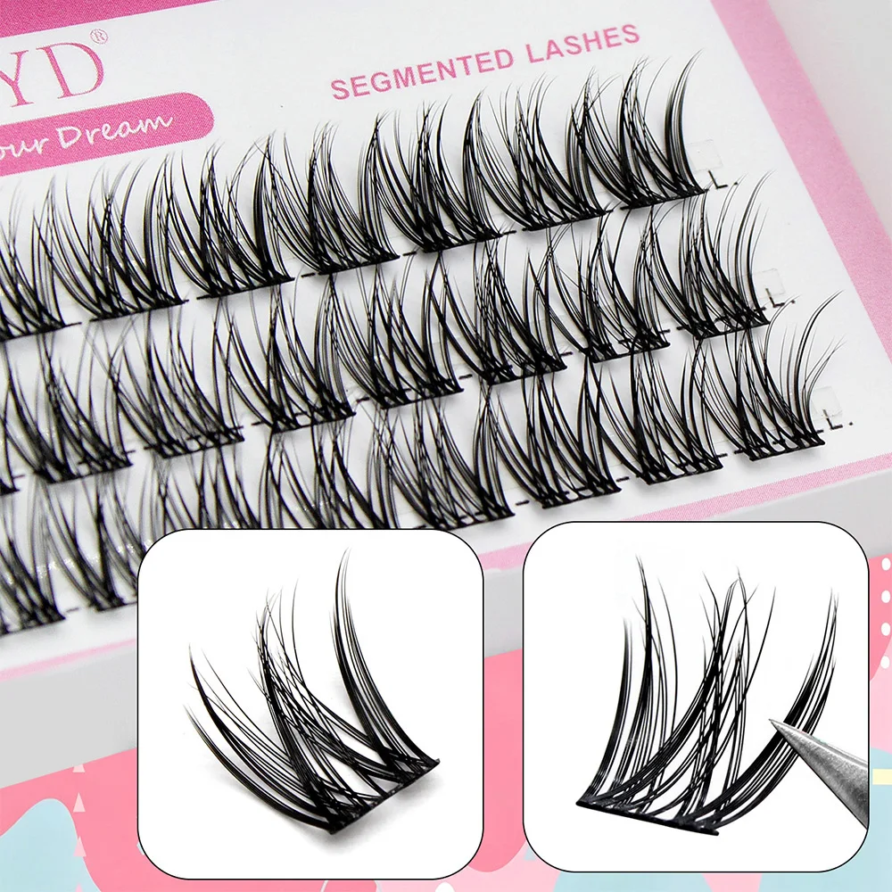 MUYD Triple Segmented DIY False Eyelashes Mink Lashes Hand Made Silk Individual Cluster Eyelash Extension 3D Volume Soft Mink