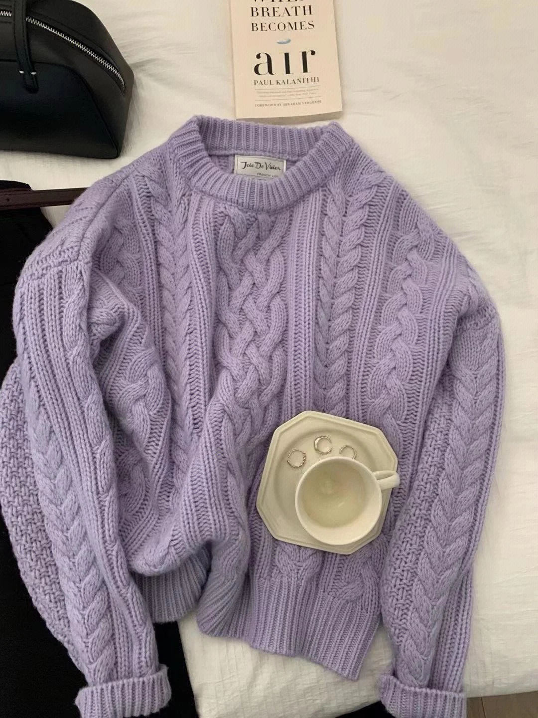 Damski luźny sweter z dzianiny, fioletowy, miękki, w stylu woskowym, z efektem skręcania, na jesień i zimę, delikatny, w stylu Dongda Gate.