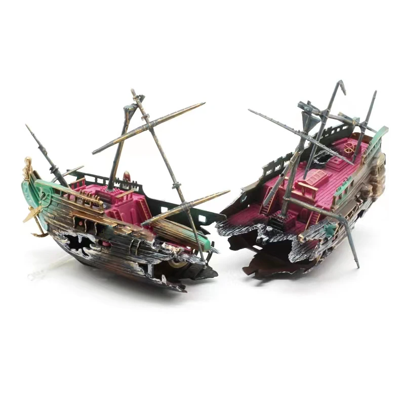 Artificial Sunken Ship Aquarium Decoration Submarine Decor Resin Landscaping House for Fish Accessories for Aquarium Stuff