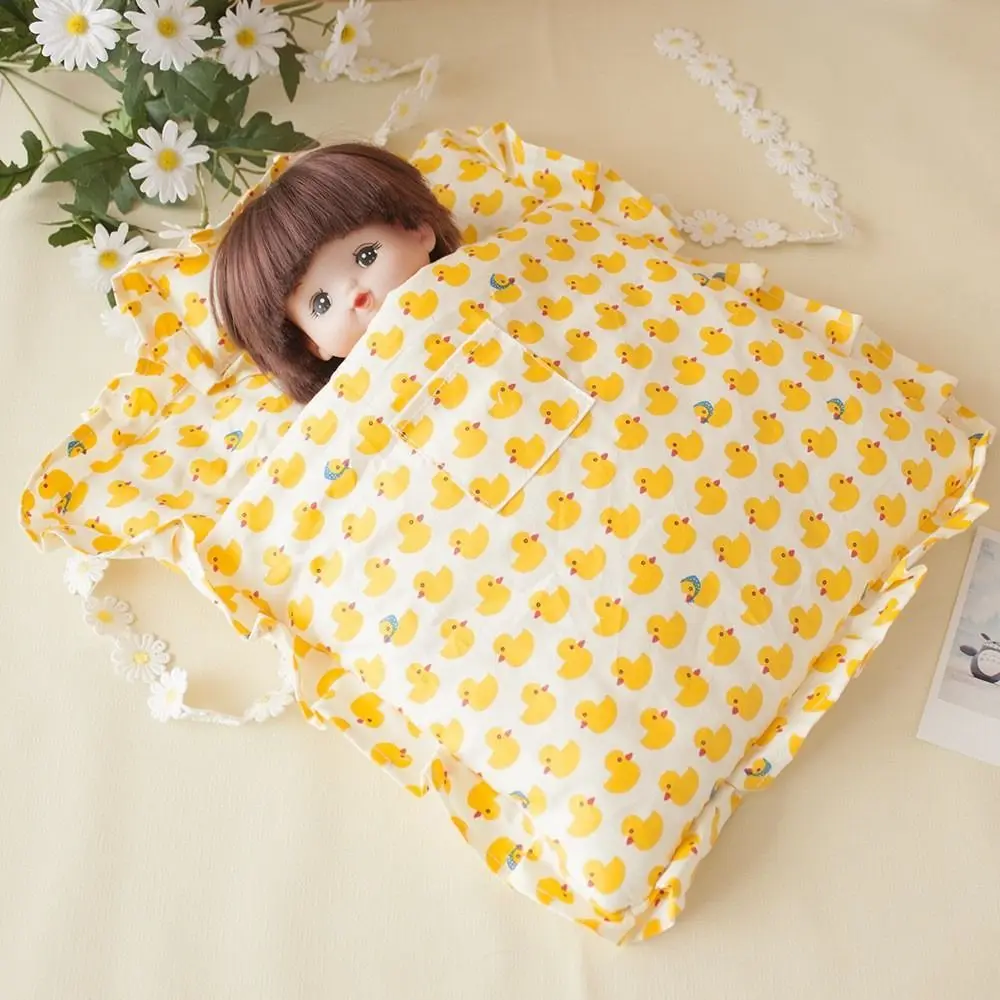 With Pillow Doll Sleeping Bag Doll Clothes Bedroom Miniature Bed Sheet Cloth Pretend Play Doll Bedding Four Piece DIY Toys