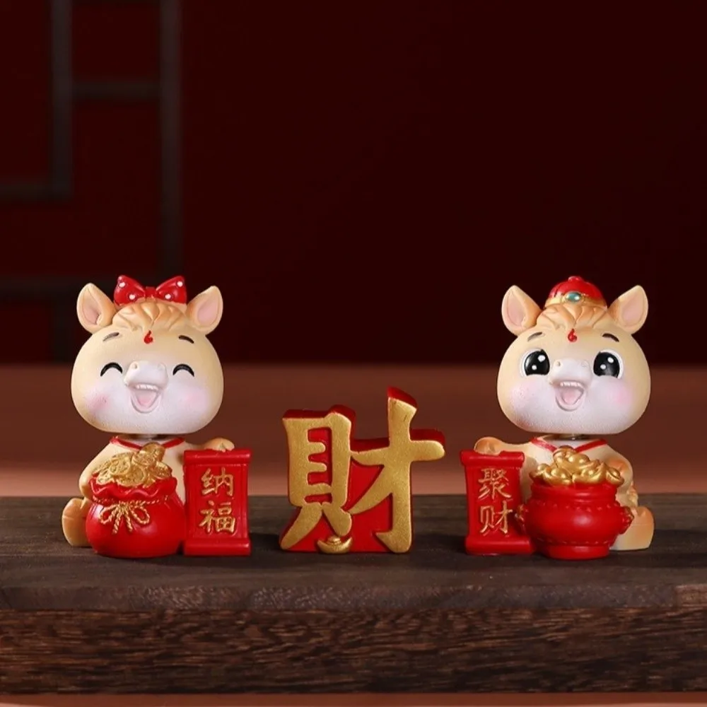 كارتون 2026 تمثال حصان مصغر من الراتنج لتقوم بها بنفسك تهز الحصان زخرفة لطيف سنة من مهرجان الحصان زخرفة مهرجان الربيع #4