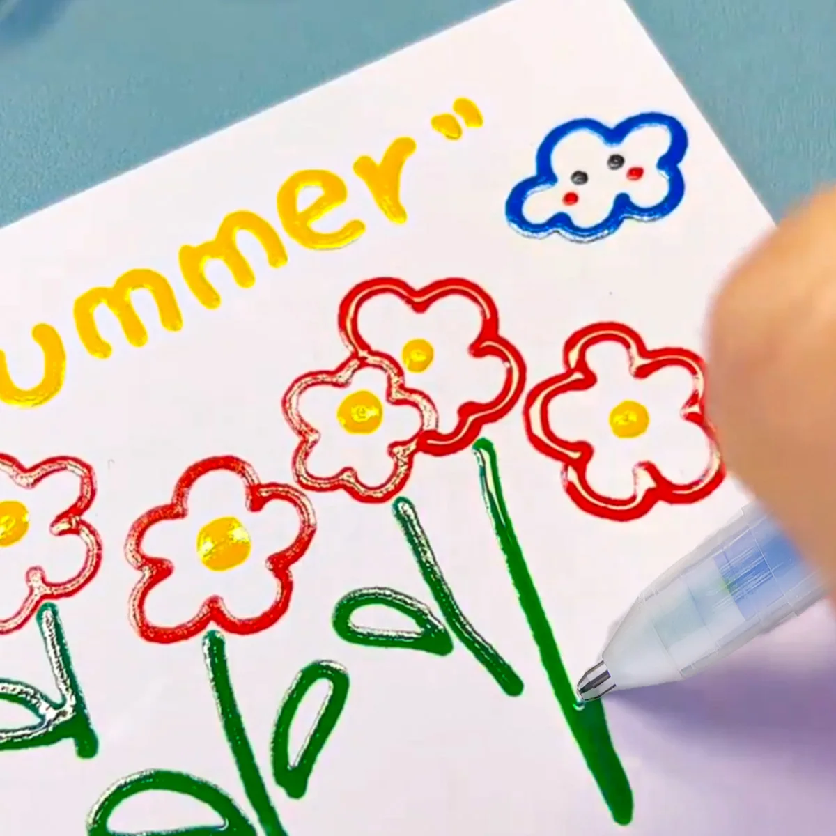 12 عبوة من أقلام الجيلي الملونة ثلاثية الأبعاد، أقلام رصاص ملونة مبتكرة مرسومة يدويًا، مثالية للتلوين والرسم والوضع العلامات على اللوازم المدرسية #5