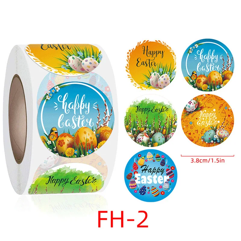 500 Pcs Happy Easter Stickers Cute Easter Rabbit Egg Self Adhesive Sticker Label For Easter Party Kids Gifts Bag Box Decor Tags