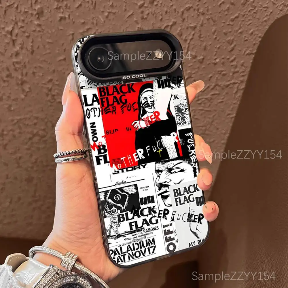 حافظة هاتف My War بعلم أسود لهاتف iPhone 17,16,15,14,13,12,X,8,Pro,Max,Plus,E,SE4,Air,Mini Black IMD Matte