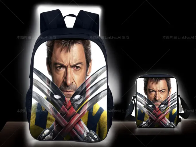 

Marvel Wolverine 2 in 1 Lightweight School Backpack and Side Bag Set-Durable Large Capacity Knapsack for Student