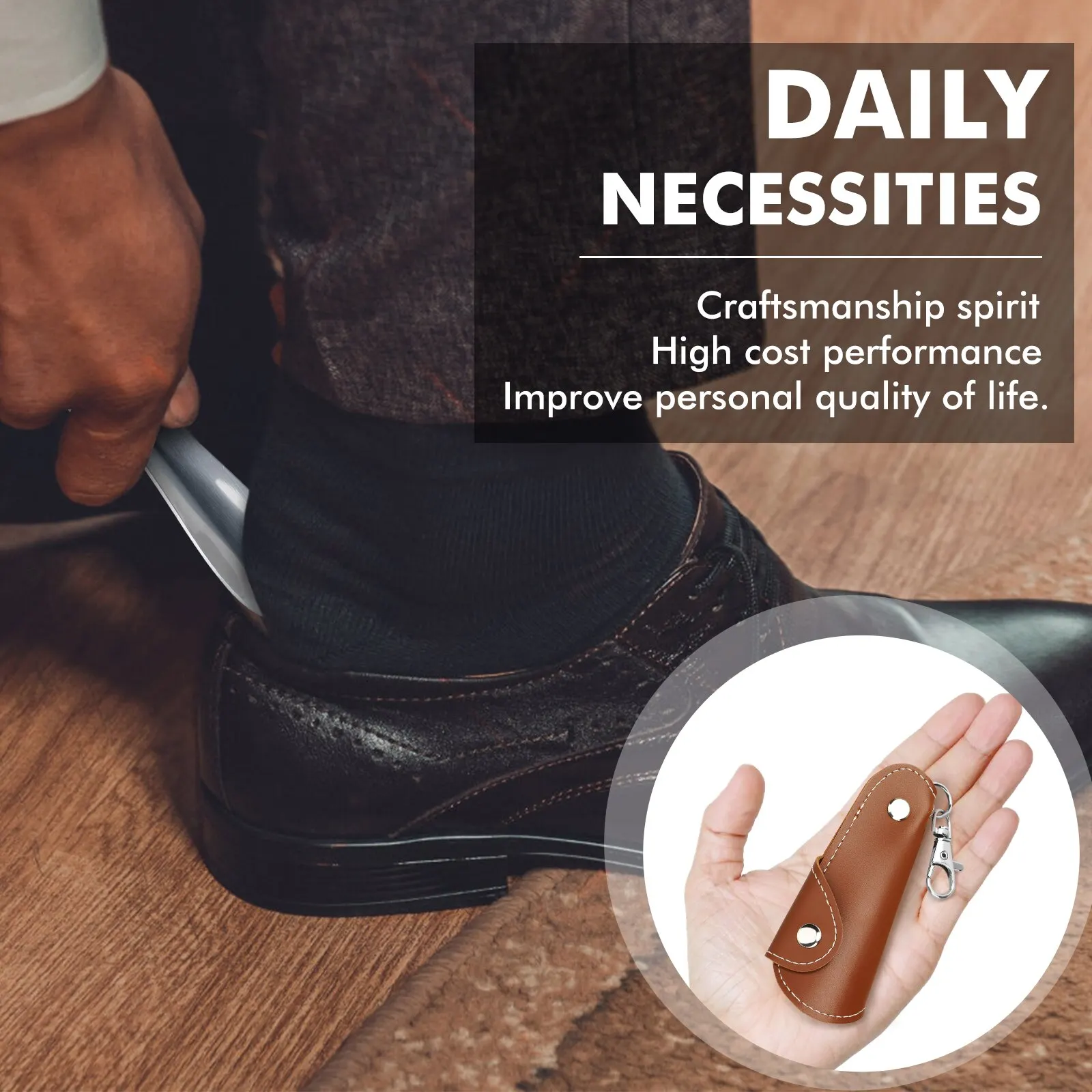 ZOMAKE Metal Shoe Horn Mini Shoe Horns Shoe Lifter Portable Travel ShoeHorn with Leather Handle Deduction Shoehorn for Keychain image 6