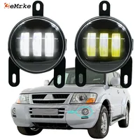 Luces antiniebla del parachoques delantero del coche LED lente transparente lámpara de conducción para Mitsubishi Pajero Montero 3/III V60 V70 2003-2006 blanco + amarillo DRL
