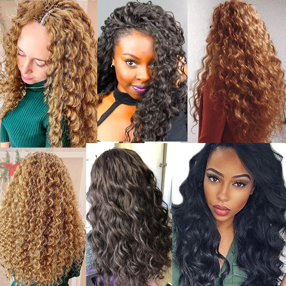 22 Inch Deep Wave Crochet Twist Long Synthetic Hair For Black Women Water Wave Ombre Braiding Hair Extensions High Temperature
