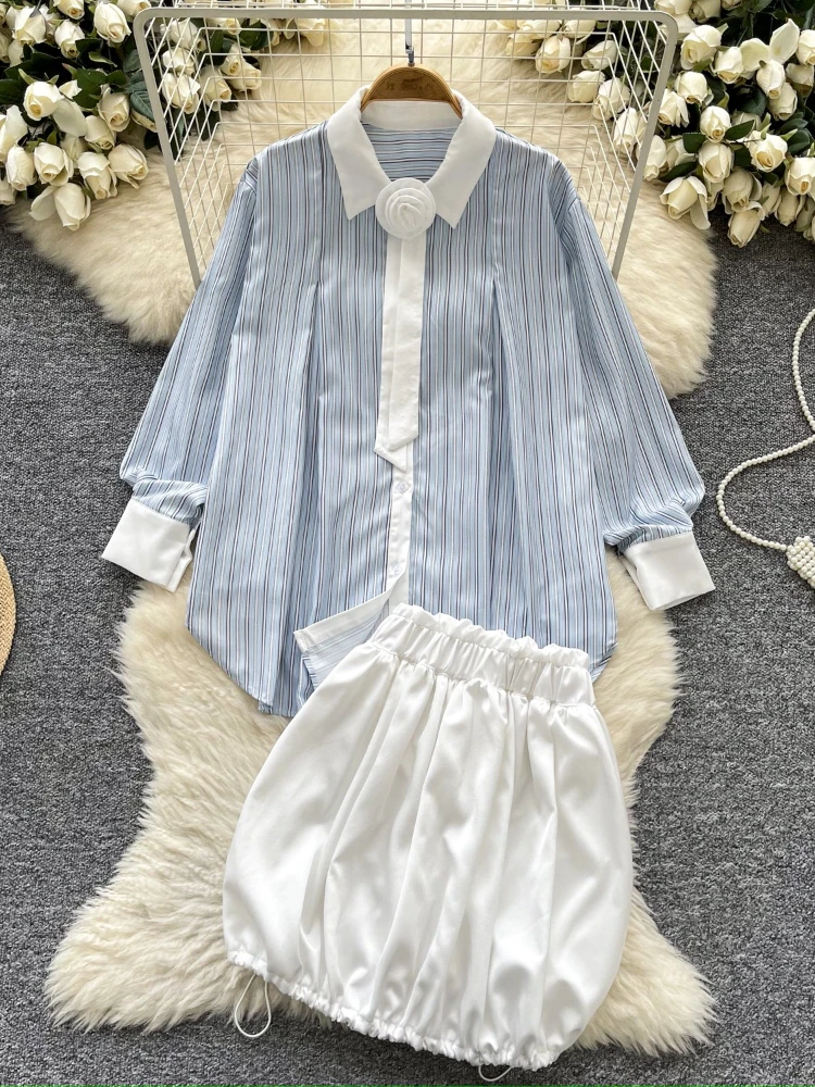 

Female Fashion Style New Hit Color Two Piece Set For Women Lapel Long Sleeve Coat Spliced Pliques Temperament Slimming Dress