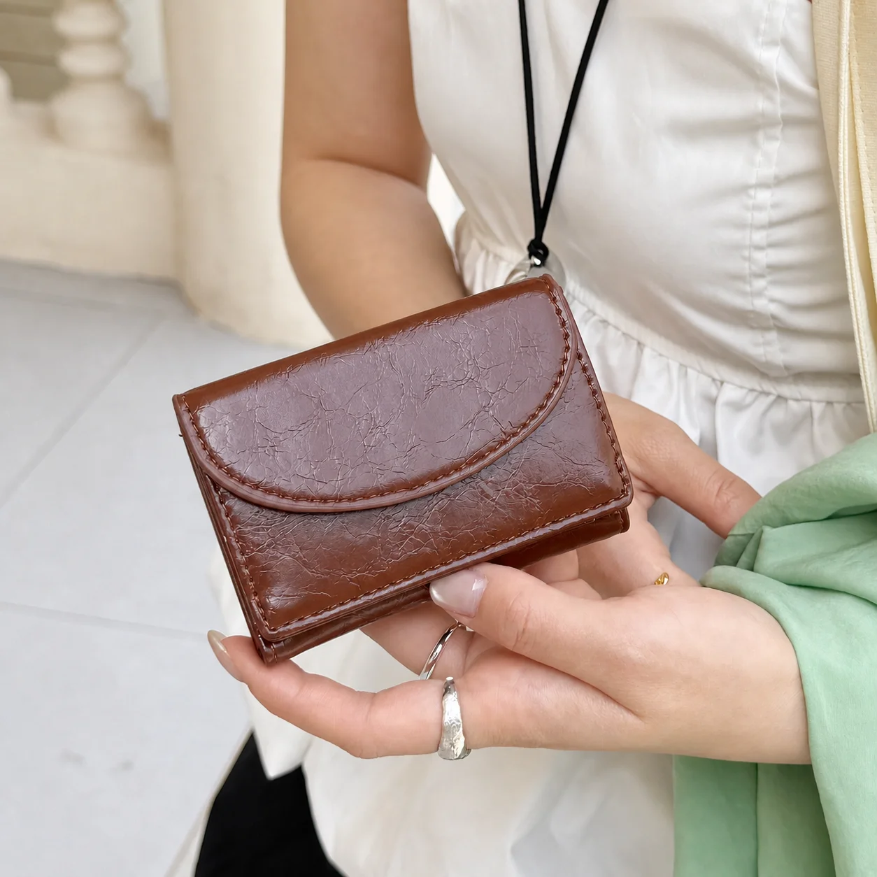 Multi-Functional Purse Cracked Lipstick Pouch Women'S Coin Purse Compact Bi-Fold Card Holder For Daily Outings Commuting