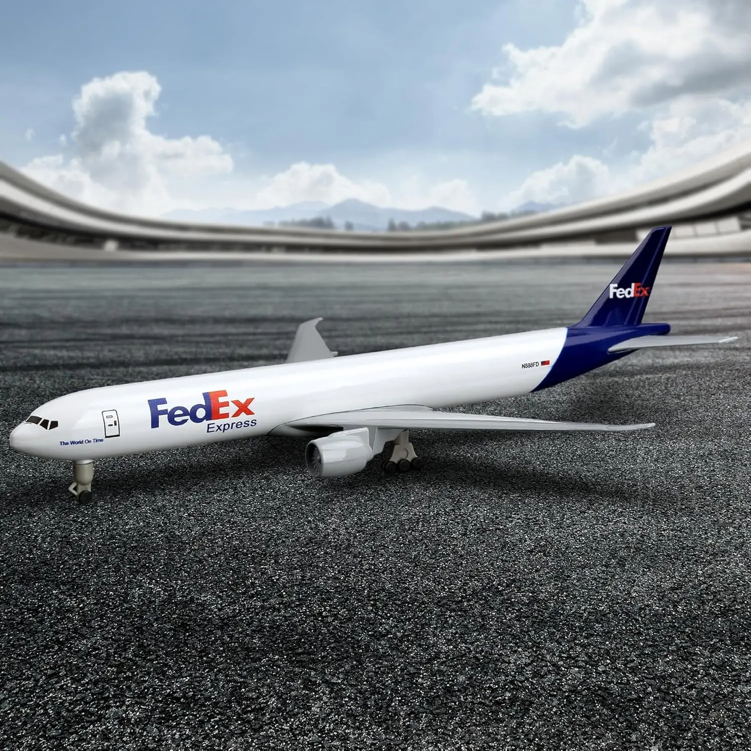 20cm Fedex B777 Airplane Model Toy Kit 1/300 scale Diecast Metal Airplane Model with Stand for Collections Displays or boy Gift