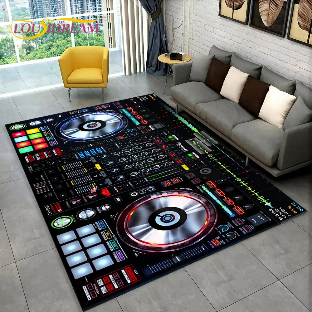 3D DJ Music Screen Keyboard Area Rug,Carpet Rug for Living Room Bedroom Sofa Doormat Hallway Decor,Sport Yoga Non-slip Floor Mat