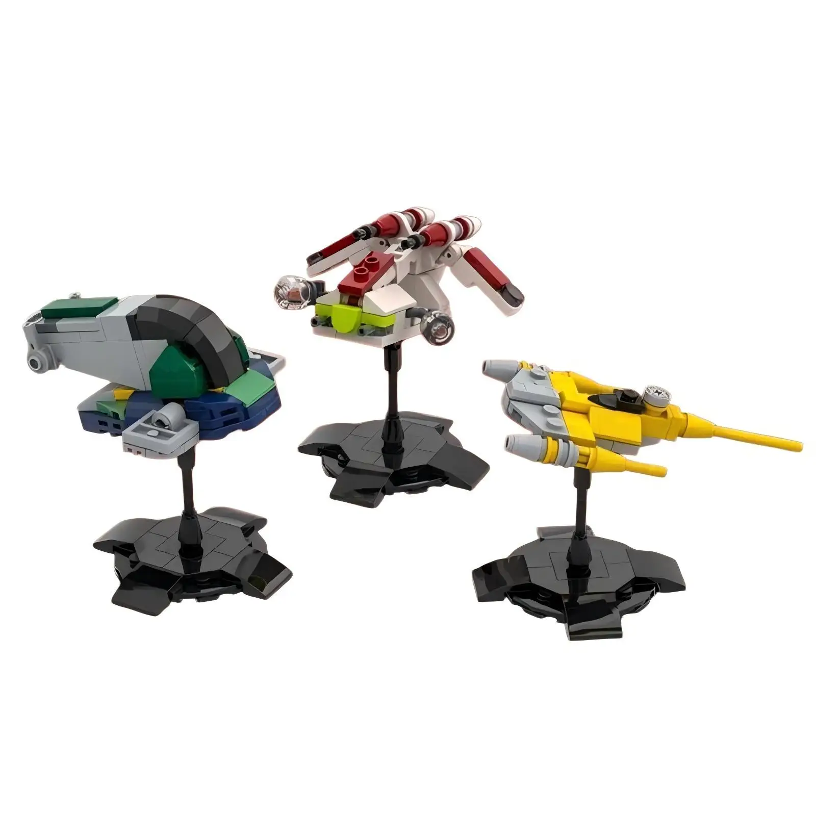 Multi‑Pack Micro‑Scale Sci‑Fi Starfighter Collection Building 3‑Unit Compact Space‑Vessel Set Tabletop Display Collectible Toy