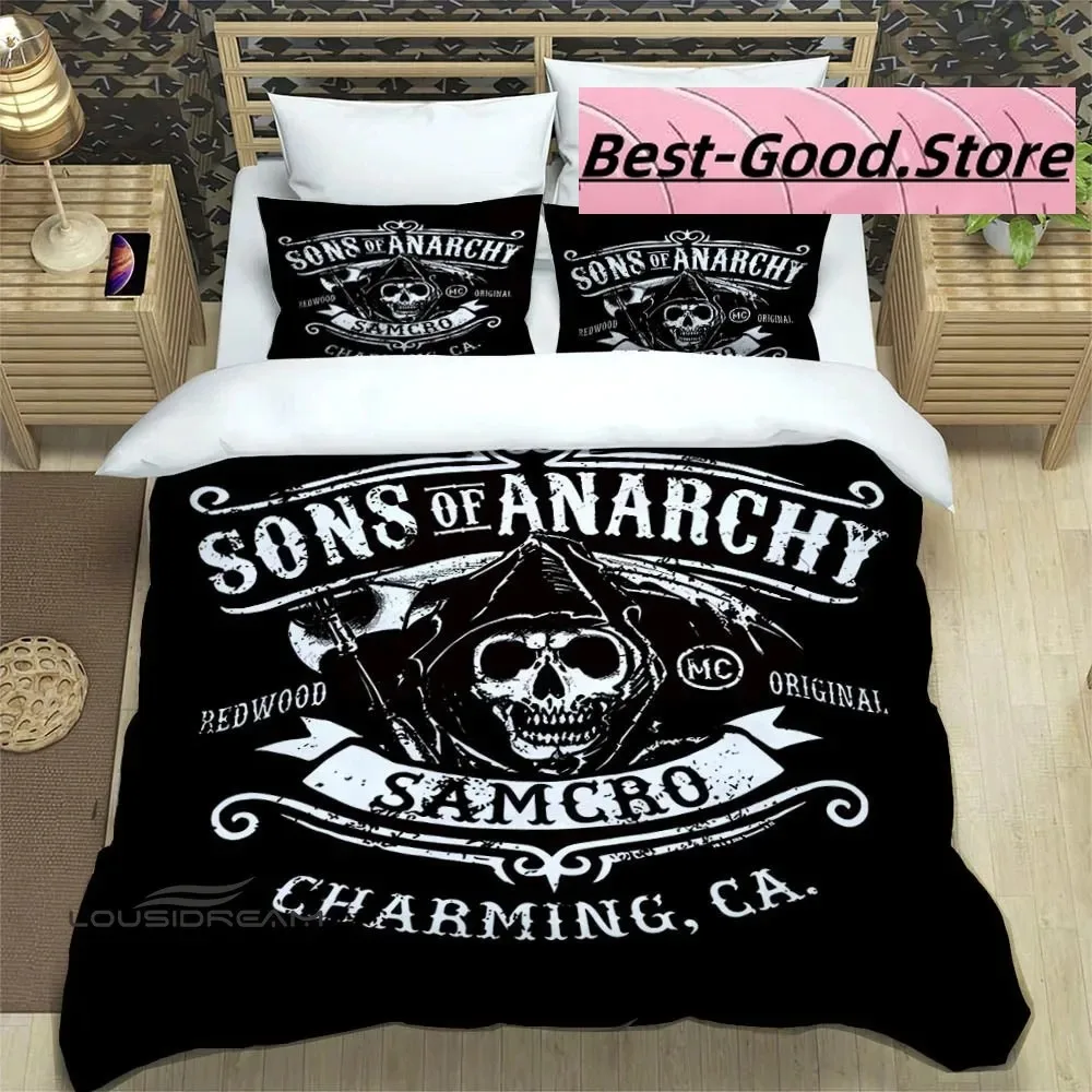 

3D Print Fashion Sons of Anarchy Retro Bedding Set Boys Girls Twin Queen King Size Duvet Cover Pillowcase Bed boys Adult Bedroom