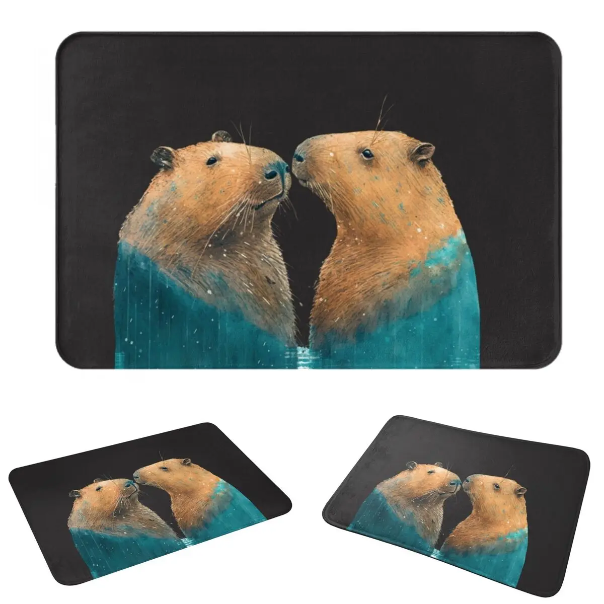 Cute Capybara Drawing Doormat Washable Carpet Rug Kitchen Entrance Home Floor Mat for Living room Footpad Mats