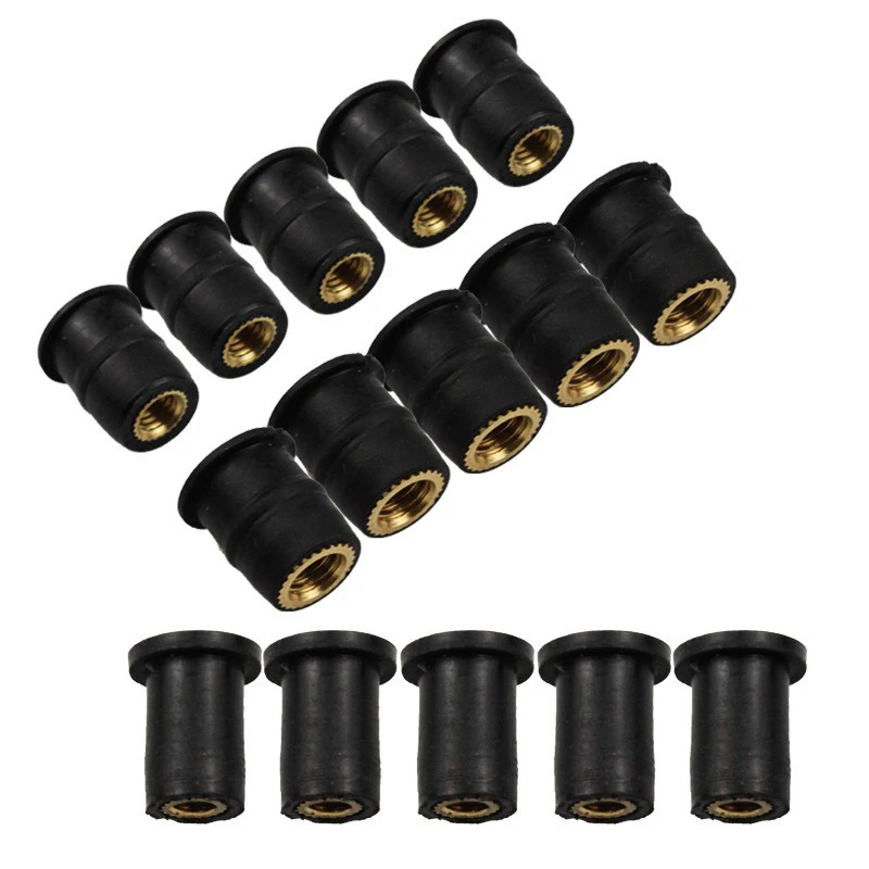 10Pcs Motorcycle M4 M5 M6 Metric Rubber Well Nuts Windshield Rivet Nut Crews Bolts Accessories For Honda Suzuki Yamaha Kawasaki