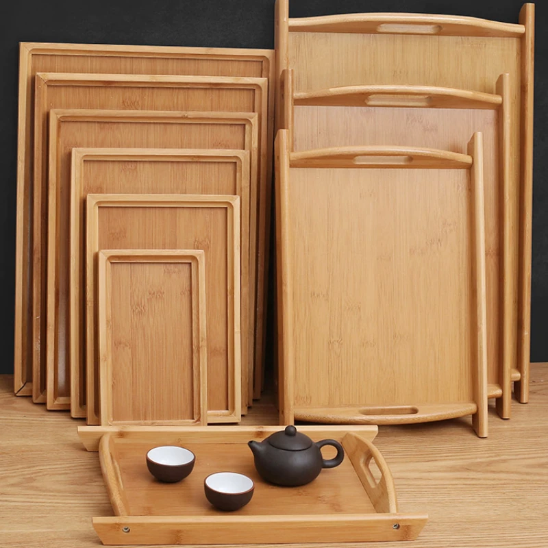 

Rectangular Bamboo Tea Tray, Small and Large Wooden Plate, Modern Simple Household Tea Table, Kung Fu Tea Set Accessories