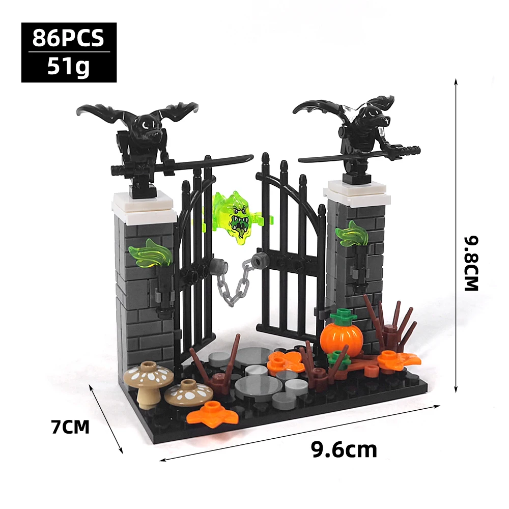 

MOC Model Halloween Scene Building Block Decorations DIY Bricks Can be Combined Ghost Hell Dog Death Scene Toys for Children