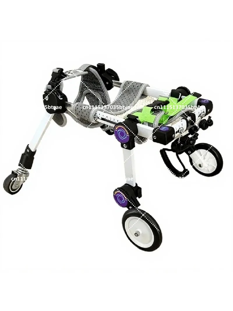 Adjustable Foldable Dog Wheelchair 4-Wheel Pet Mobility Cart for Disabled Legs, Metal Recovery Walker for Dogs