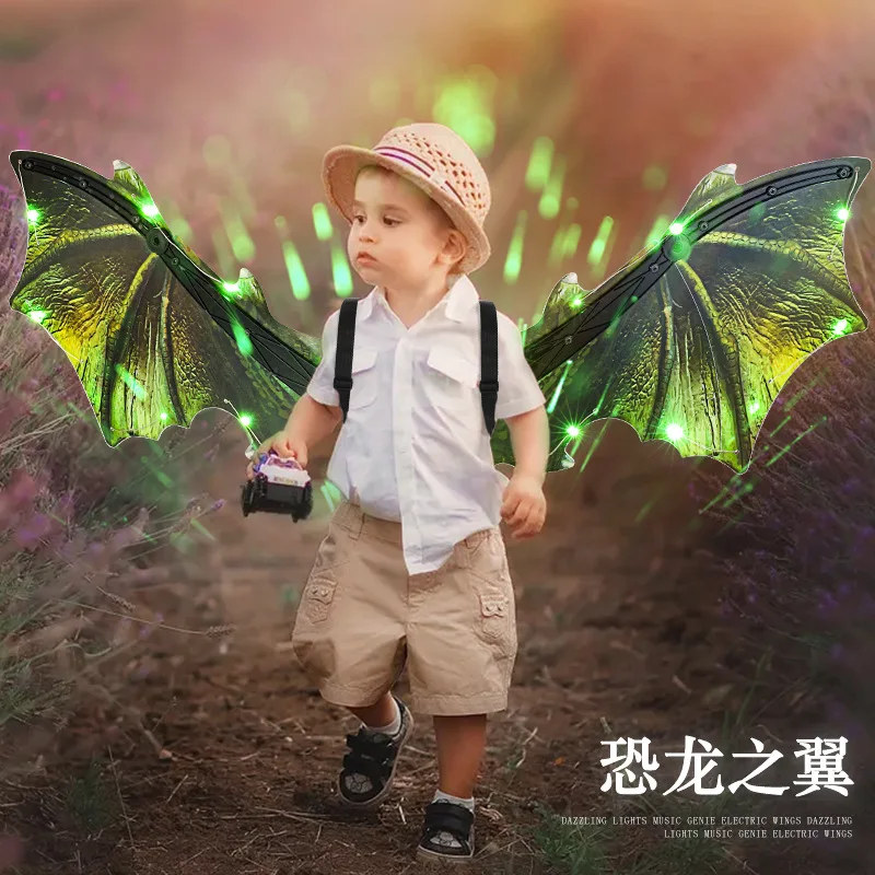 Internet celebrity children\'s movement butterfly wings back decoration Halloween party props Angel girls glowing music toys