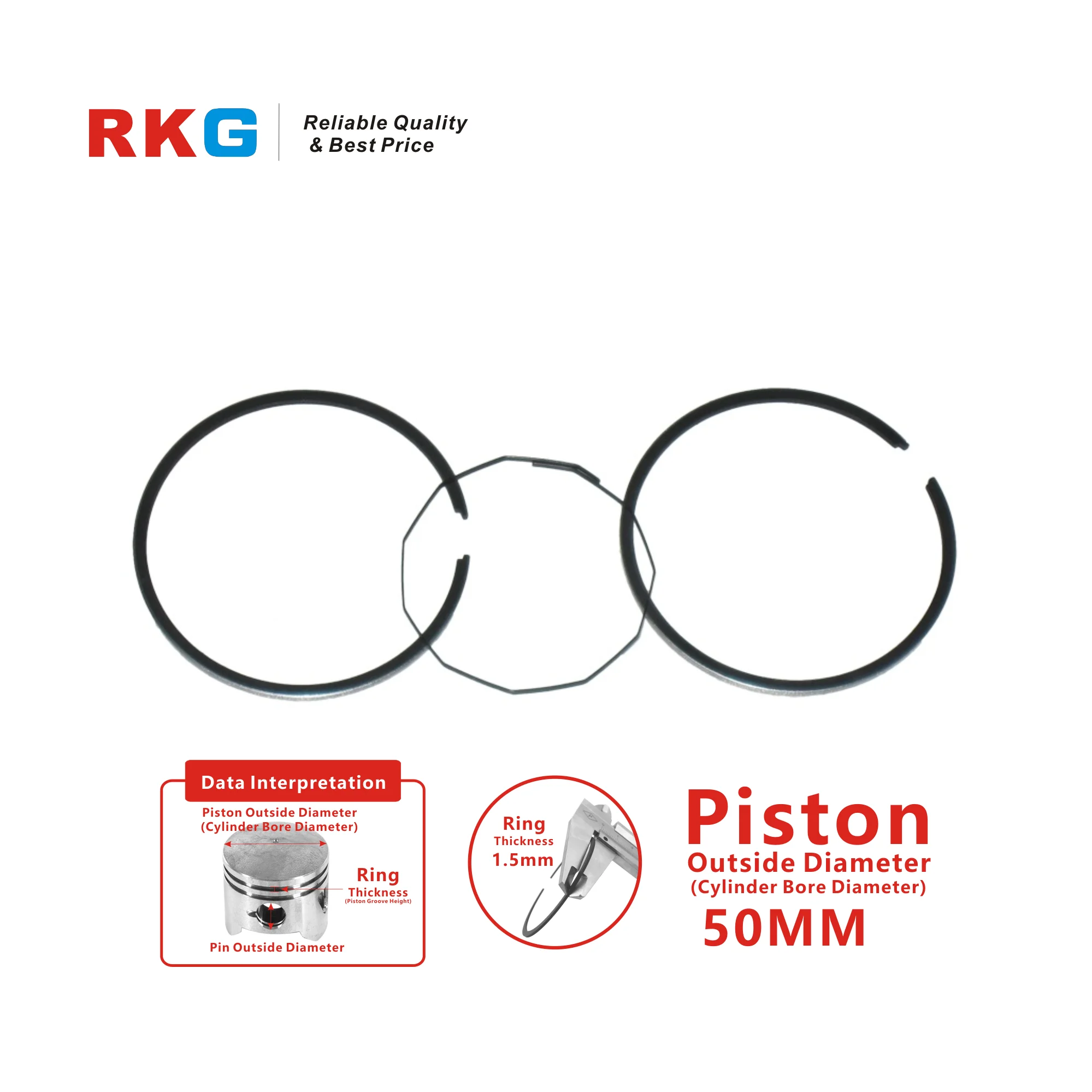 Tupo AX100 Piston Ring Kit Pin 14mm Fit For Suzuki Jincheng Haojue  AX100 K90 AX 100 K 90  Motorcycle Two Stroke STD 50*1.5mm