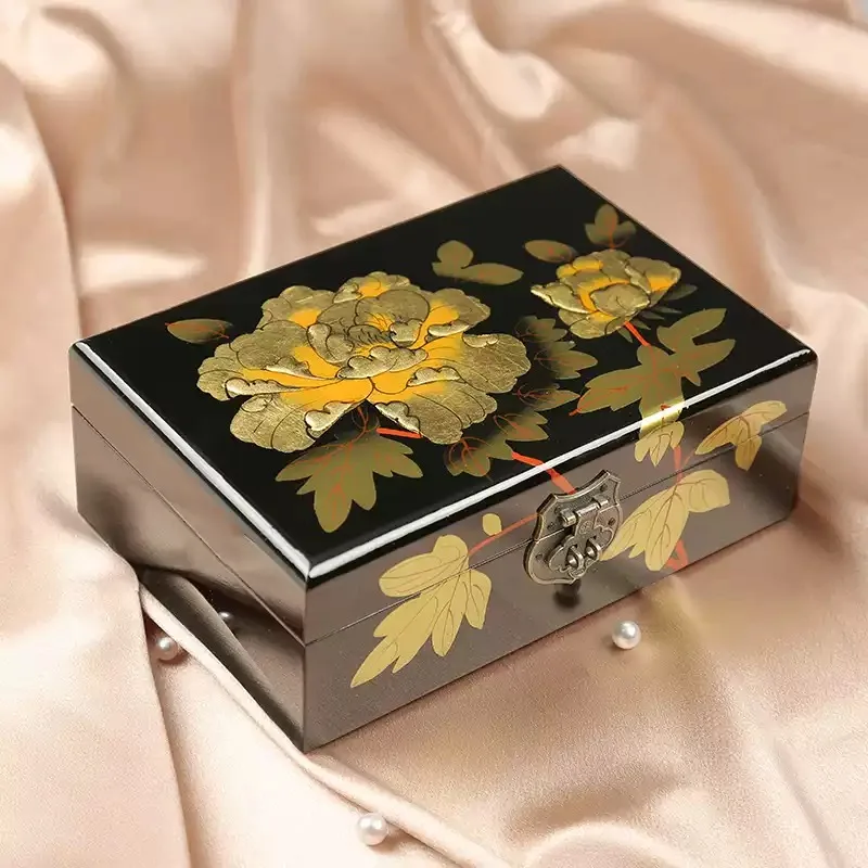Handcrafted Lacquer Jewelry Box Elegant Accessory Storage Case For Home Jewelry Ornament Organization