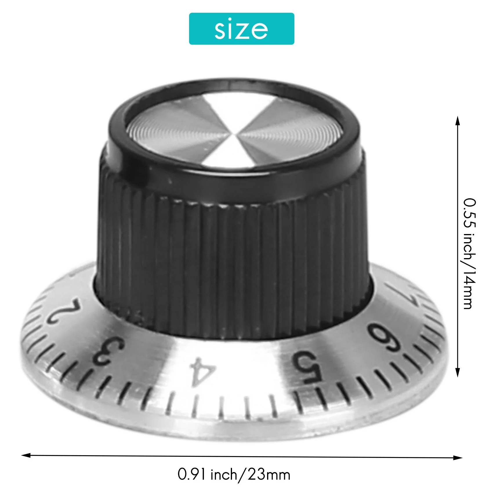 전위차계 냄비 금속 손잡이, 0-9 턴테이블, 6mm 샤프트 손잡이, 4 x