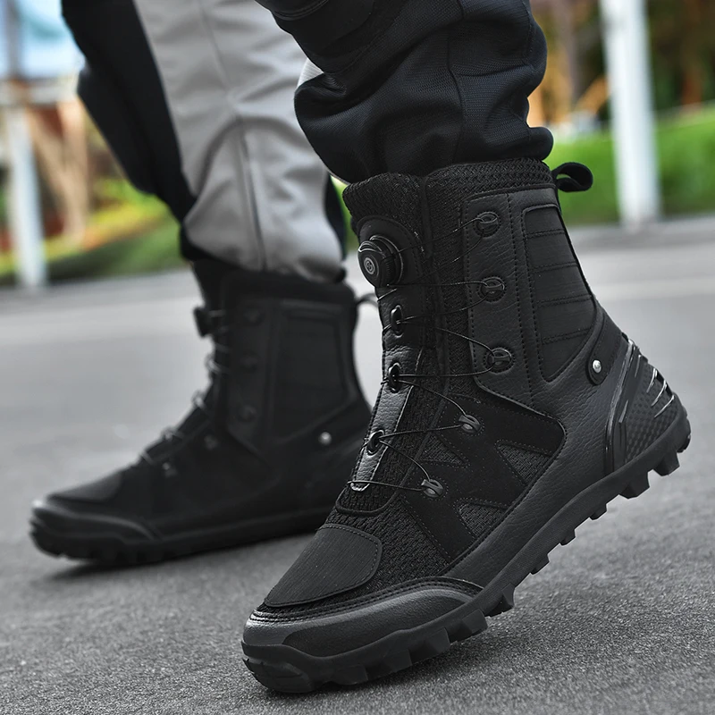 Motorcycle Boots Men Moto Riding Boots Four Seasons Breathable Motorcycle Shoes Motorbike Chopper Cruiser Touring Ankle Shoes