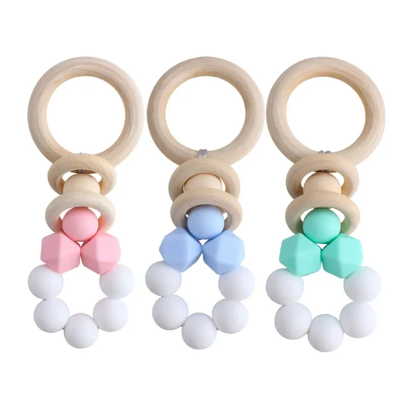 ABCPICK Silicone DIY Craft Set Pacifier Clips Crib Toy Natural Beads Necklace Pendant Jewelry Making Handmade Accessories