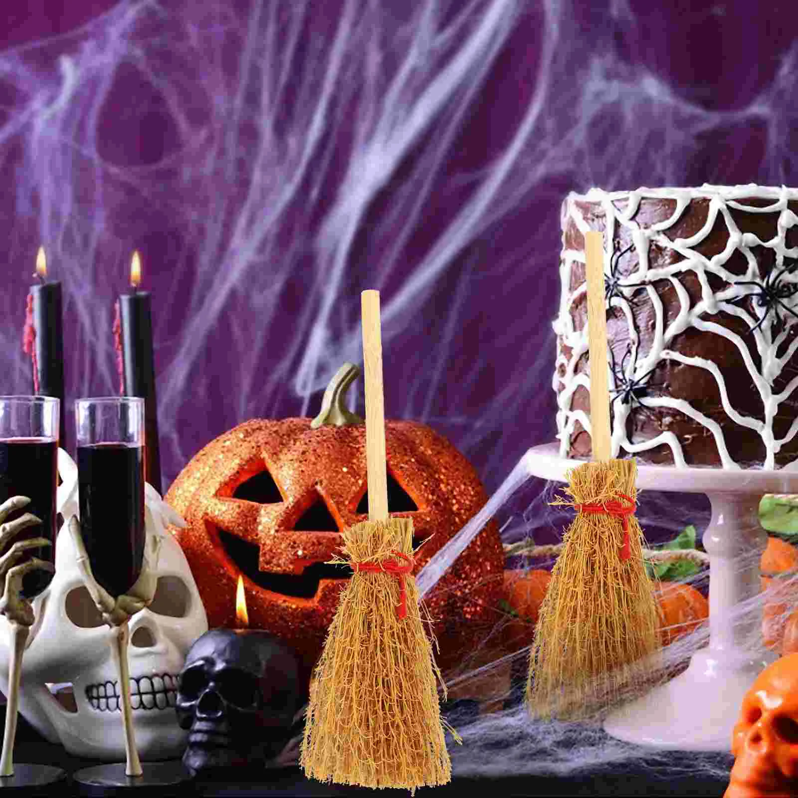 20 stuks Mini Bezem Charm Kid Toy Tank Miniatuur Bezems Dollhouse Mops Halloween Decors