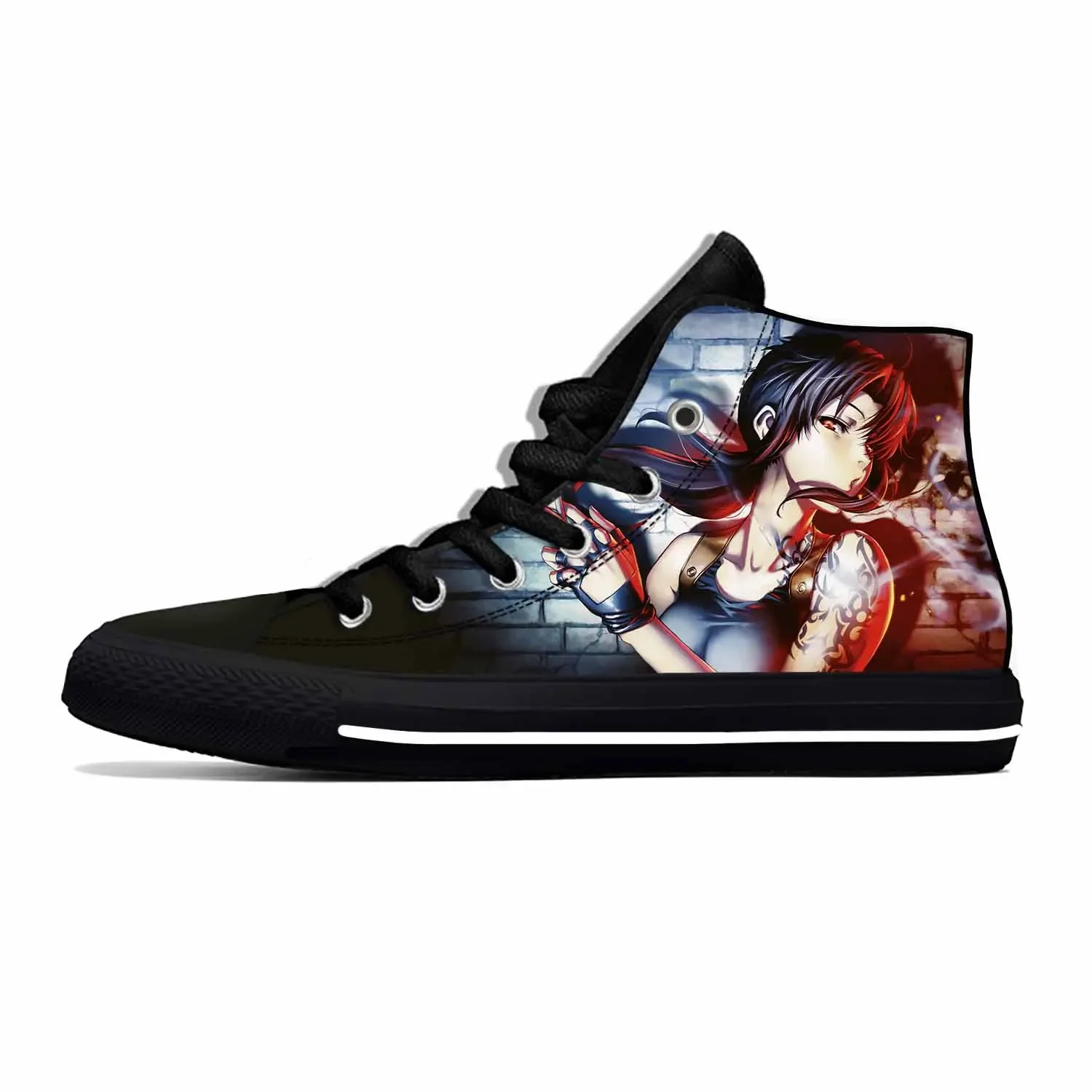 Japanese Anime Cartoon Manga Black Lagoon Revy Casual Cloth Shoes High Top Lightweight Breathable 3D Print Men Women Sneakers