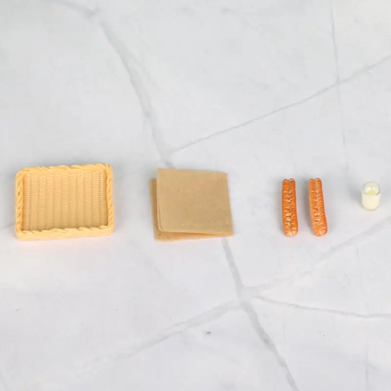 Accesorios de cocina para casa de muñecas, adornos en miniatura para casa de muñecas, juego de palos de leche de soja y masa frita, modelo de juguete para juego de imitación, 5 uds.