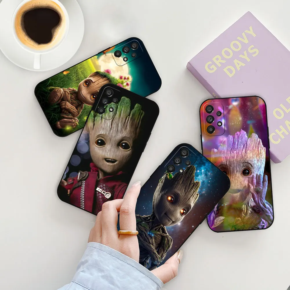 Marvel Cute Funny Baby Iam Groot Case For Samsung Galaxy A55 A54 A53 A52 A52S A51 A73 A72 A71A42 A35 A34 A33 A32 A31 Black Cover