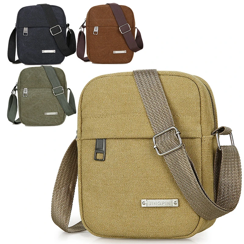 

2024 Men's Fashion Canvas Small Bag Casual Men Mini Handbags Male Cross body Shoulder Messenger Bags For Men Purses and Handbags