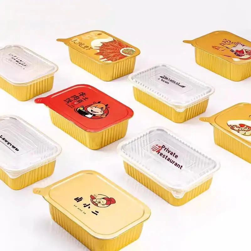 Resilient Aluminum Foil Lunch Container, Disposable, Gold-Sealed Lid, Perfect for Takeaway