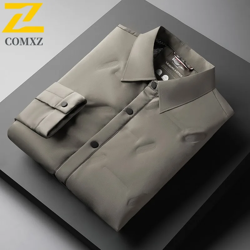 COMXZ زوجين بلون معطف منتفخ الرجال سميكة الوقوف طوق الأعمال عارضة معطف مبطن الشباب مبطن سترة واقية خفيفة الوزن