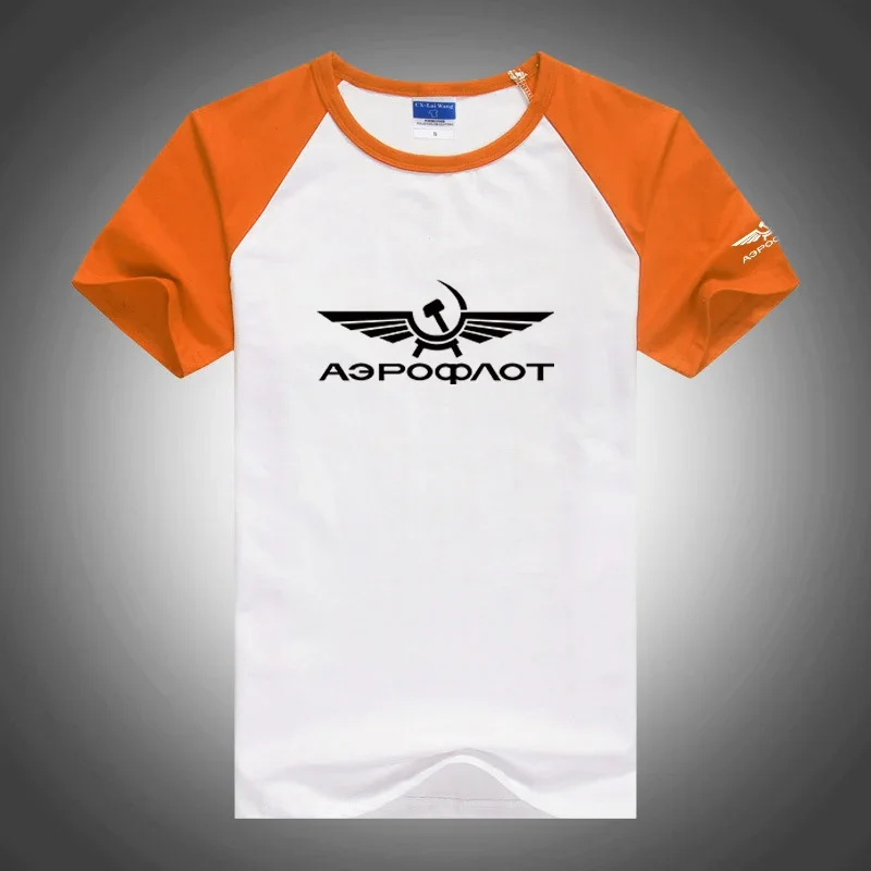 2024 Aeroflot Aviation Russe Pilote Aerospace New Summer CCCP Casual Tees Classic Round Neck Trendy Patchwork Short Sleeved Tops