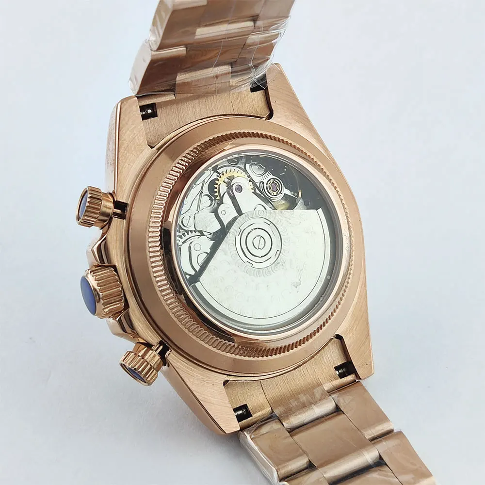 Orologio da polso da uomo di lusso da 39 mm, movimento 7750/4613D, cronografo meccanico con lunetta in pietra preziosa colorata, orologio da uomo in vetro zaffiro