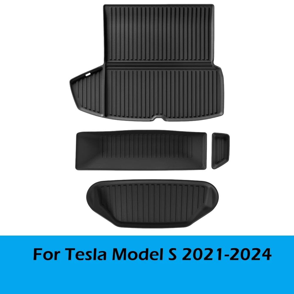 Für Tesla Model S Plaid 3D-Material Kofferraumauskleidung Allwetter-Autoteppiche Rutschfeste Kofferraummatte Bodenteppiche Maßanfertigung 2021-2024 – Detail 9