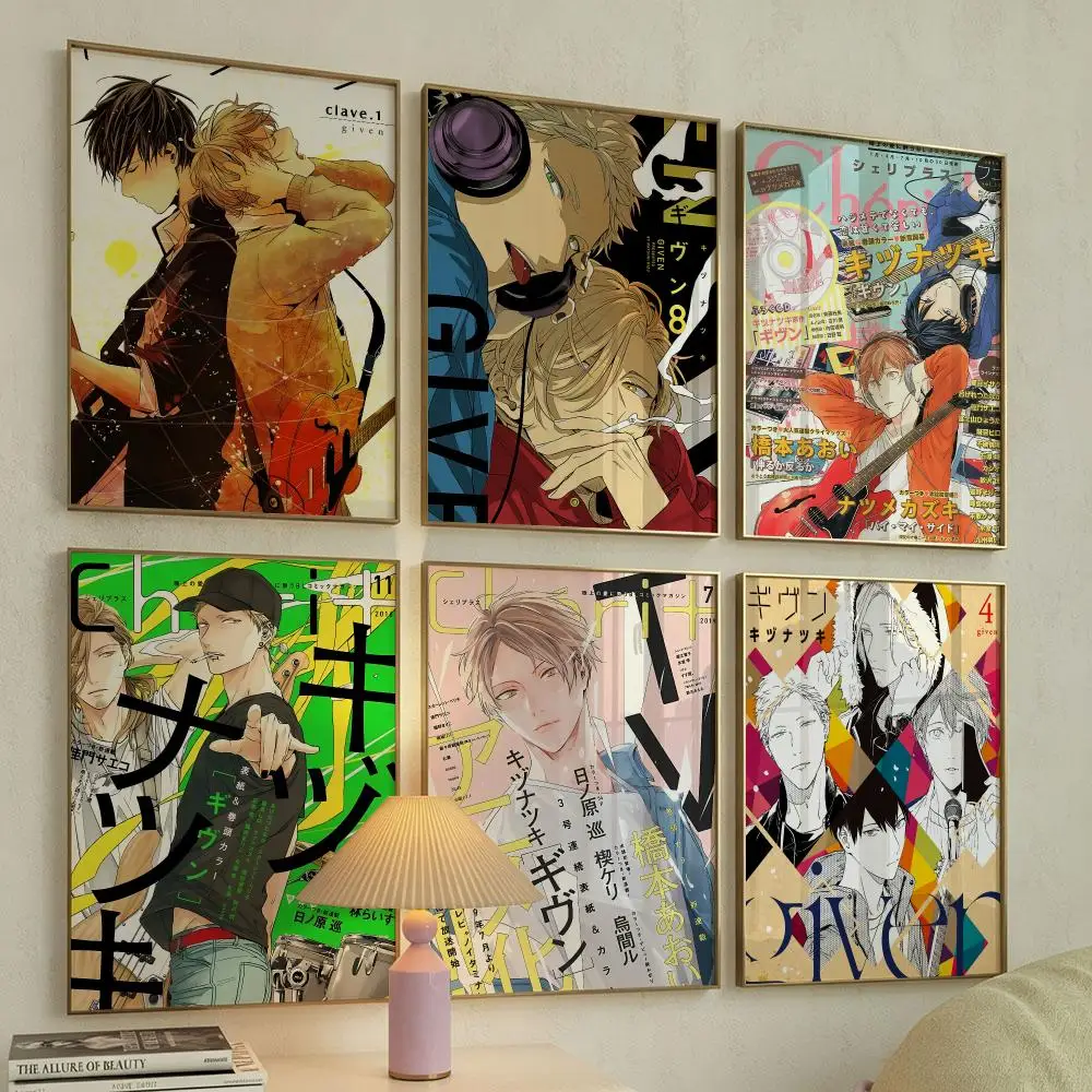 Anime G-Given Poster Self Adhesive Wall Stickers Removable Room Decor Aesthetic Space Murals Fancy Gift