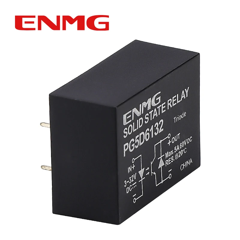 

ENMG Horizontal Pin-Type Solid State Relay, PCB Mount Non-Contact DC - to - DC 5A, PG8A Series, AC 380V Compatible Compact Size.