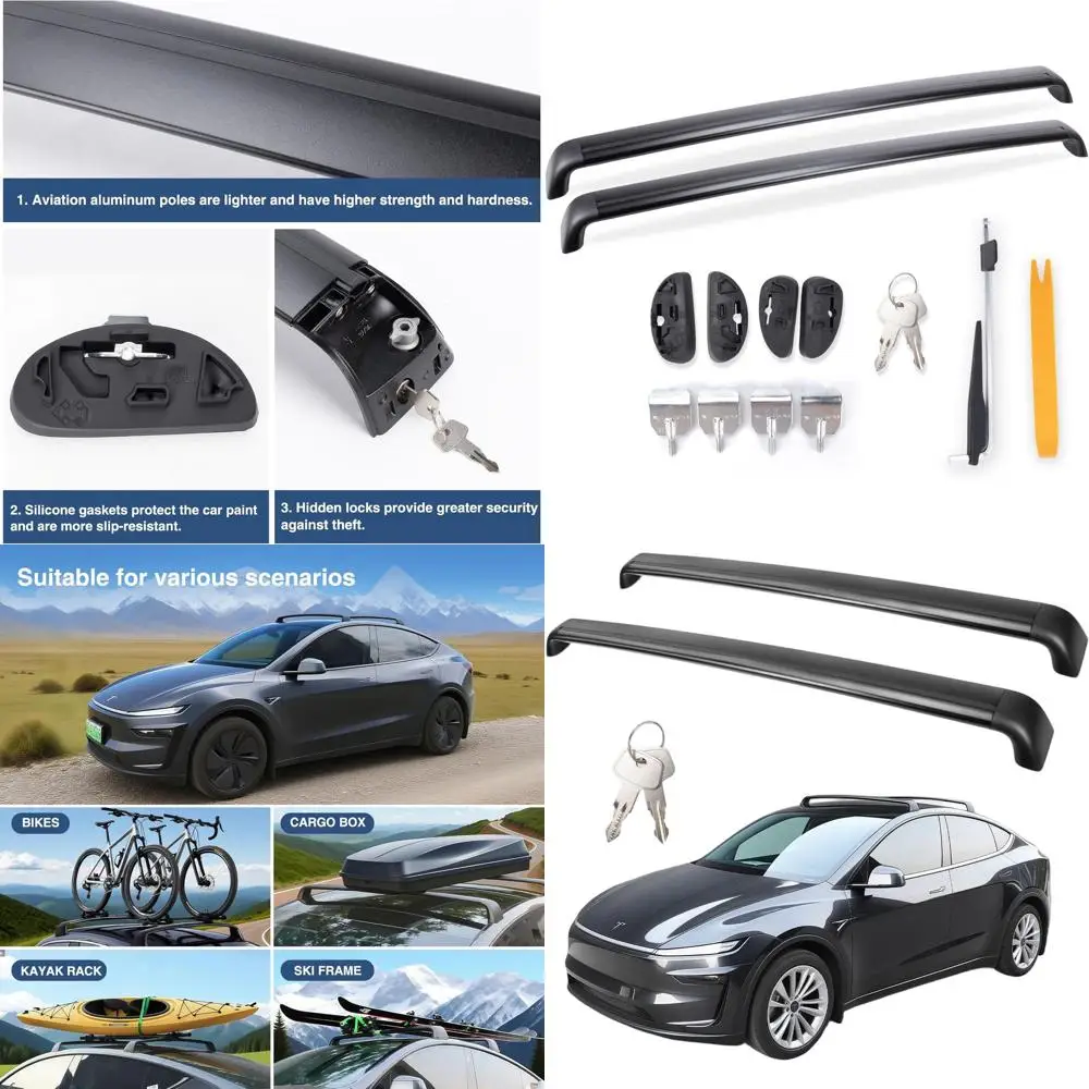 

Universal Roof Rack for 2021-2025 Tesla Model Y, 176 lbs Capacity, Lockable, Fits Various Cargo, Bikes, Kayaks, Skis, and Tents