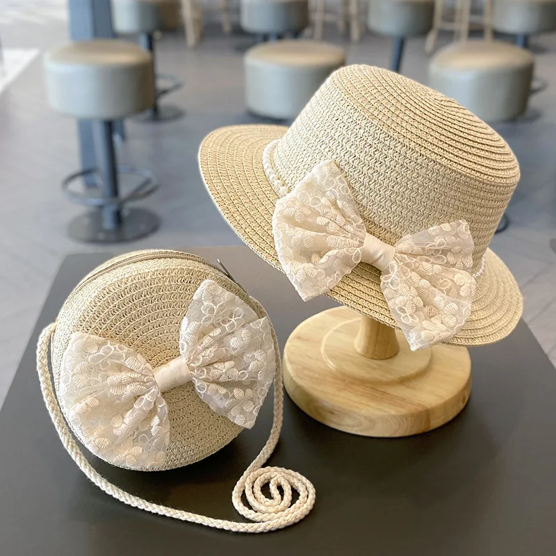novo-conjunto-de-praia-para-meninas-2-pecas-chapeu-de-sol-de-palha-e-bolsa-de-ombro-acessorios-de-verao-de-princesa-tecidos-a-mao-com-laco
