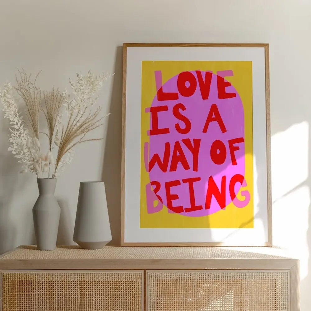 Maximalist More Amor Por Favor Poster Colorful Eclectic Pink Love Quote Wall Art Canvas Painting For Living Room Home Decor
